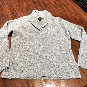Eileen Fisher blue/grey super soft and cozy cowl neck sweater.